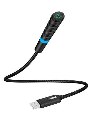 MillSO USB Microphone for PC and Laptop, Portable Gooseneck USB Computer Microphone Mute/Noise Reduction/Omnidirectional External Microphone for YouTube, Streaming, Recording, Gaming
