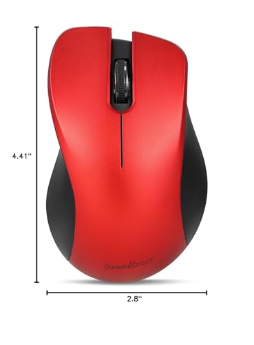 Perixx PERIMICE-621R Wireless Mouse - Silent Click with Ergo Design - Compatible for Desktop and Laptop PC - Wireless 2.4 GHz - Red - style: Wireless Red