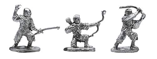 IRON WIND METALS 3 Piece Ninjas Set - 100% Lead-Free Pewter - Classic Fantasy Miniatures for 28mm Table Top Games - Made in USA - RAL Partha Miniatures