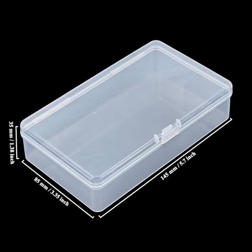 19 Pack Rectangular Clear Plastic Storage Containers | Hinged Lid, For Beads and Small Craft Items, 5.7 x 3.35 x 1.38 inch - size: 5.7 x 3.35 x 1.38 inch