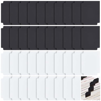 CRASPIRE 40Pcs Card Storage Dividers Trading Card Box Separator 3.7" x 2.8" Black White Frosted Plastic Sorting Boxes Standard Organizer Deck Tray Divider with Tab for Baseball Playing - style: Black and White 40Pcs