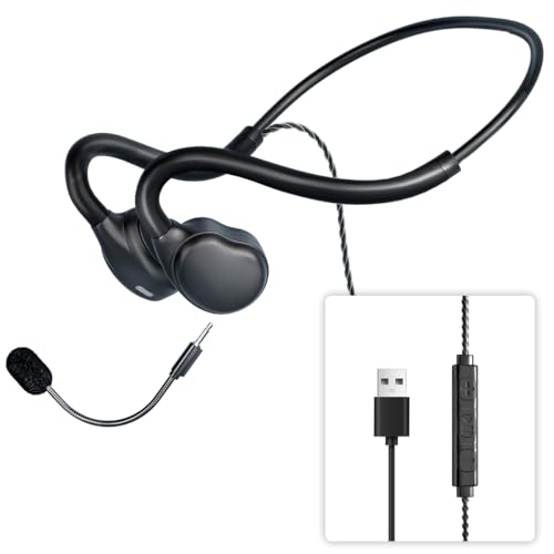 USB Headset with Mic for PC-Laptop,Open Ear Headphones Design for Long Wear, Computer Headset with Call Noise Reduction Premium Stereo Sound for Call Center, MS Teams, Skype, Webinars and More (Black)