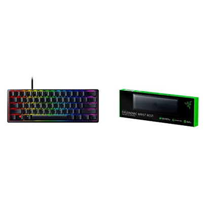Razer Huntsman Mini 60% Gaming Keyboard + Ergonomic Wrist Rest for Mini Keyboards Bundle: Linear Optical Switches - Classic Black - color: Classic Black, size: Keyboard + Wrist Rest