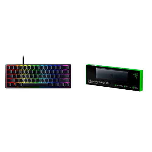 Razer Huntsman Mini 60% Gaming Keyboard + Ergonomic Wrist Rest for Mini Keyboards Bundle: Linear Optical Switches - Classic Black - color: Classic Black, size: Keyboard + Wrist Rest