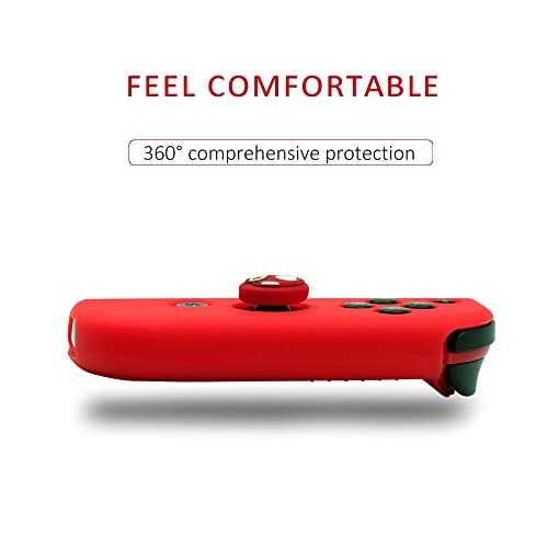 Switch Controller Skin, Anti-Slip Silicone Grips Covers Soft Ultra-Thin Protective Cover Case for Switch Controller (Black) with 2 Cute Thumb Grip Caps