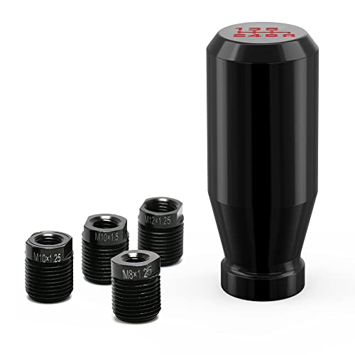 Black 6 Speed Weighted Manual Automatic Gear Shifter Shift Knobs Lever with 4 Metal Adapters Fit Compatible with Manual Cars Most Automatic Cars - color: AAL-H-04-02
