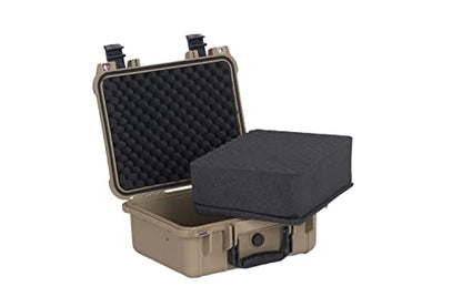 MEIJIA All Weather IP67 Waterproof Hard Camera Case,Hard Protective Case,Hard Case with Customizable Foam,Fit Use of Drones,Camera,Equipments,Pistols(Desert Tan,13.35 x11.63x5.98inches) - color: Desert Tan, size: 13.35 x11.63x5.98inches
