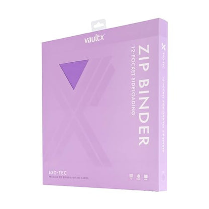 Vault X 12 Pocket Zip Trading Card Binder 480 Cards Exo-Tec (Purple) | Holds 480 standard-size TCG cards in 20 side-loading 12-pocket pages. Padded, water-resistant Exo-Tec cover. - color: Purple, size: 12 Pocket