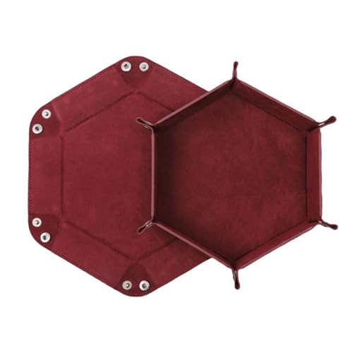 2 PCS Folding Dice Rolling Tray, Portable Hexagon Tray Dice Holder, Velvet Holder Storage Box for UNO Casino Games Dungeons and Dragons RPG Dice Gaming and Other Table Games (Burgundy) - color: Burgundy