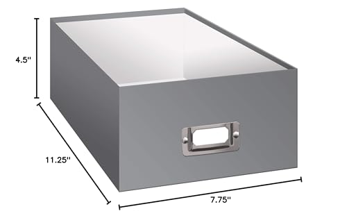 Photo Storage Box, Gray - color: Gray, size: 11.25 x 7.75 x 4.5 inches