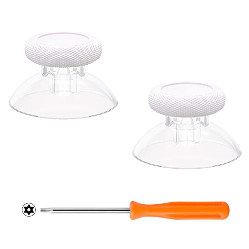 eXtremeRate Replacement Thumbsticks for Xbox Controller, Joysticks Repair Kit for Xbox Series X/S, One (Standard, Elite V1), Custom Analog Stick Button - White & Clear - color: Clear White
