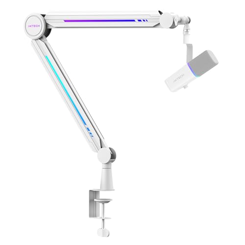 RGB Mic Boom Arm High Profile, Overhead Boom Arm Microphone Stand Desk Mount, Adjustable Microphone Stand with Desk Mount, Mic Arm for Live Streaming Gaming Podcasting Recording. - color: 2 VALIANT RGB