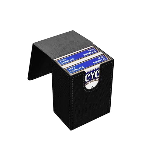 Double Decker Leather Poker Card Case - Holds Two Sets of Poker Size Cards - Premium Dual-Deck Holder with Stylish Design and Secure Closure (Black-Grey) - color: Black-Grey