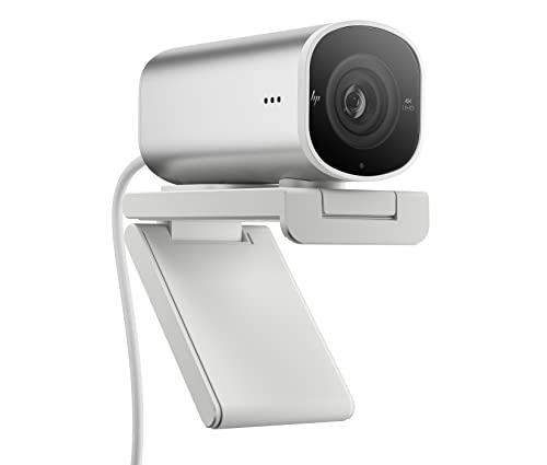 HP 960 4K Streaming Webcam - 4K 30 FPS/1080p 60 FPS Computer Camera & Dual Mics, Noise Reduction, & Privacy Cover - Zoom Certified - Swivel/Tilt Adjust - Color Correction, AF & Framing (695J6AA#ABL)