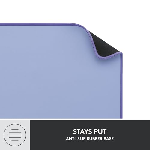 Logitech Desk Mat Studio Series Large Pad 30L x 70W cm - Lilac | Multifunctional large pad, extended mouse surface, office desk protector, anti-slip base, spill-resistant - color: Lilac