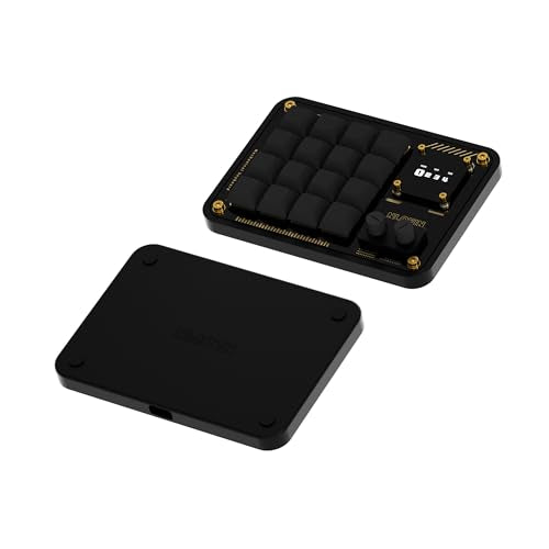 Double Knob Custom Macro Pad Programmable Designer Mini Keyboard 16 Keys with Screen (Black,KB16) - color: Black, size: 16-Key