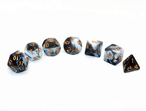 DND Dice Black White Polyhedral Dice Set for Dungeon and Dragons MTG RPG D&D D20 D12 D10 D8 D6 D4 - color: Black Mixed White