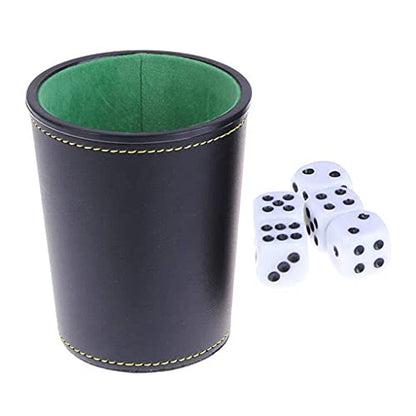 1 PU Leather Dice Cup, Green Flannel Interior Quiet Dice Shaker Cup for Liars/Farkle/Yaht-zee Games, 1 Pcs Set with Carrying Case