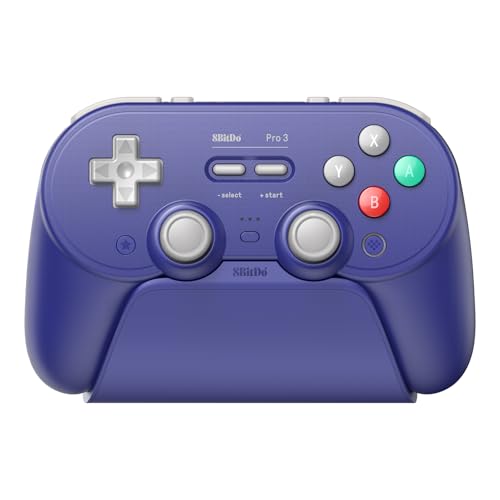 8BitDo Pro 3 Bluetooth Controller for Switch/Switch 2 – TMR Joysticks, Swappable ABXY Buttons, Pro Back Buttons, Charging Dock, Hall Effect Triggers, for Windows, Apple, SteamOS, Android - Purple - color: Purple