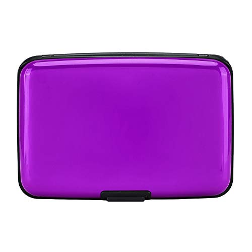 RFID Blocking Credit Card Protector Aluminum ID Case Hard Shell Business Card Holders Metal Wallet for Men or Women (Aluminum, Purple) | RFID Blocking Credit Card Protector Aluminum ID Case Hard Shell Business Card Holders Metal Wallet for Men or Women -