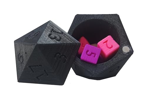 3D Central - Die of Holding: D20 Dice Box Storage Box (Black)