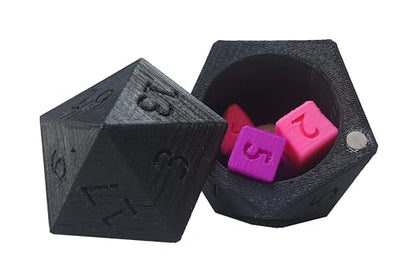3D Central - Die of Holding: D20 Dice Box Storage Box (Black)