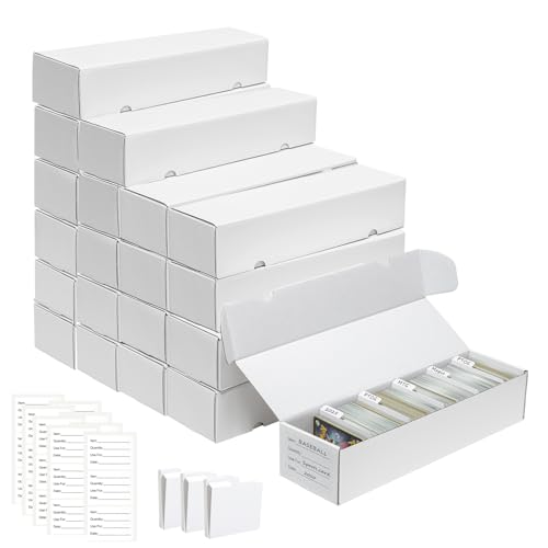QINGUANG Trading Card Storage Box | 20 Pack • 1100 Count Bulk Card Storage Box | with Dividers | White Corrugated Cardboard Sport Card Organizer for Basketball Card/MTG/TCG/Magic Collection - color: 20 PCS