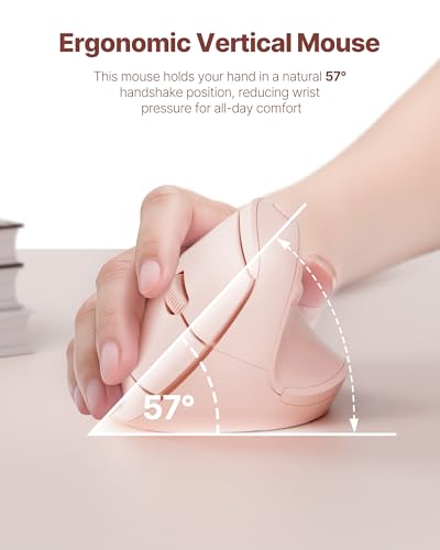 Ergonomic Mouse, USB+Bluetooth Dual Connection, Wireless Vertical Mouse for Reducing Wrist Pain, 1000/1600/2400 DPI, Ergo Mouse with Quiet Click for Windows Mac OS PC Computer Laptop, Pink - color: Pink