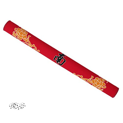 Mahjong Mat with 3 Dice, Anti Slip and Noise Reduction Table Cover for Mahjong, Poker, Card, Board & Tile Games (Red, 31.5 inches) - color: Red