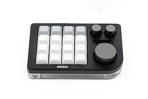 KEEBMONKEY Megalodon Triple Knob Macro Pad Programmable Designer Mini Keyboard 16 Keys (Black) - color: Black