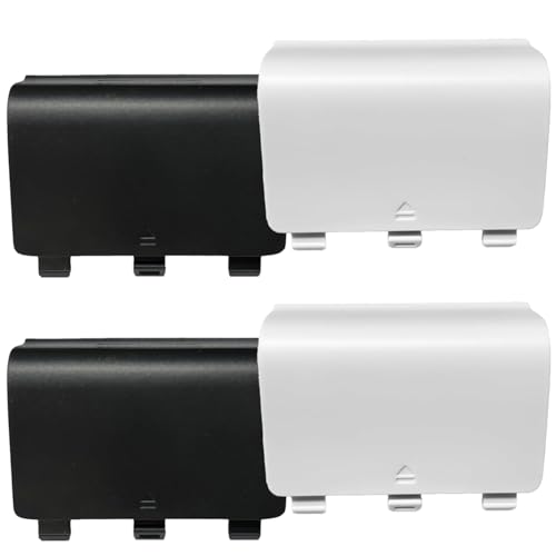 4 Pack Battery Back Cover for Xbox One, One S, One X Controller (NOT for Xbox SeriesS/X), Replacement Battery Back Shell Covers for Xbox One/One S/One X Controllers (Black&White) - color: Black&White