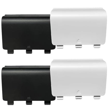 4 Pack Battery Back Cover for Xbox One, One S, One X Controller (NOT for Xbox SeriesS/X), Replacement Battery Back Shell Covers for Xbox One/One S/One X Controllers (Black&White) - color: Black&White
