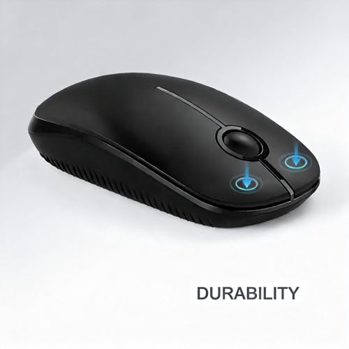 Unipows Wireless Mouse-2.4G Slim Portable Computer Mouse, Black | Nano Receiver, Less Noise Mobile Optical Mice for Notebook, PC, Laptop, Desktop - color: Black