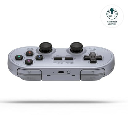 8Bitdo SN30 Pro Bluetooth Controller with Hall Effect Joystick (Gray) | Rumble Vibration, Turbo Function, USB-C Cable, Wireless Gamepad for Switch/Switch 2, Windows, Apple, Steam Deck, Raspberry Pi - color: Gray