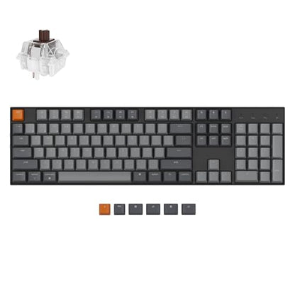 Keychron K10 Full Size 104 Keys Bluetooth Wireless Mechanical Gaming Keyboard for Mac Windows with Keychron Super Brown Switch, Multitasking/White LED Backlight/USB C Wired Computer Keyboard - color: Keychron Super Brown Switch