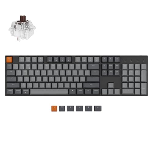 Keychron K10 Full Size 104 Keys Bluetooth Wireless Mechanical Gaming Keyboard for Mac Windows with Keychron Super Brown Switch, Multitasking/White LED Backlight/USB C Wired Computer Keyboard - color: Keychron Super Brown Switch