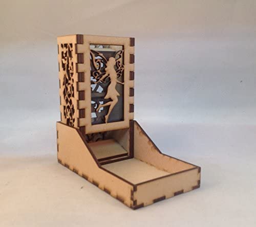 Fairy Mini Dice Tower v1 Neon Blue Acrylic Window Laser Cut MDF Unique Fast Shipping
