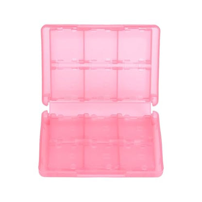 28-in-1 PP Game Card Case Holder - for Nintendo 3DS/DSL/DSI/LL, Cartridge Storage Box with 22 Slots + SD/TF Card Holders + Stylus Organizer(Pink) - color: Pink