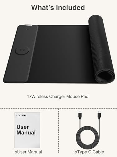 Magnetic Wireless Charging Mouse Pad, 31.5"x15.8" Large Desk Mat | Waterproof Mousepad, Smooth Glide, Stitched Edge, Non-Slip Rubber Base, Desk Pad Computer Keyboard Mat, No Adapter - color: Black-31.5"x15.8"-Mag