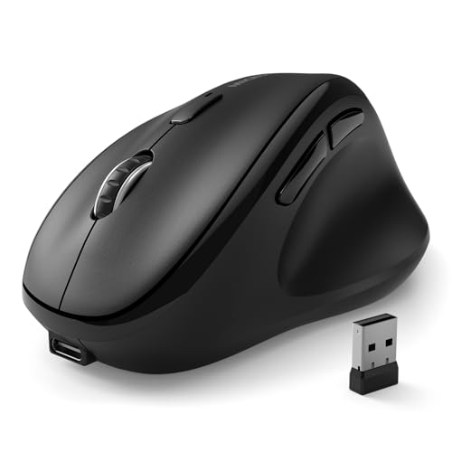 Bluetooth Wireless Mouse Ergonomic Vertical for Laptop Computer Macbook iPad Tablet Rechargeable Silent Click USB Carpal Tunnel Right Hand Compatible with Windows iOS Mac OS Android Black - color: Black, size: Rechargeable 3-Mode