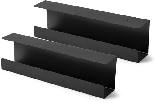 ZhiYo Under Desk Cable Management Tray 16.5 Inch, 2 Pack Sturdy Metal Cable Tray, Desk Cord Management, Under Table Cord Organizer Basket, Wire Raceway, Black - size: 33in L - Screw-In