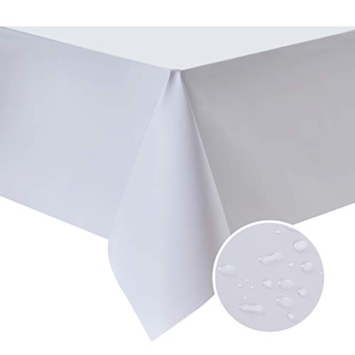 NLMUVW White Square Vinyl Tablecloth Heavy Duty, Small PVC Table Cloth Wipe Clean Table Cover for Kitchen Dining Picnic, 42 x 42 inch - color: White, size: 42" x 42" (Square)