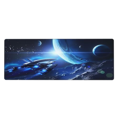Space Ship Adventure Gaming Mouse Pad Non-Slip Rubber Base Large Mousepad Waterproof Washable Stitched Edge Mouse Mat for Desk Home Office Gaming 12x31.5in - color: Color_2, size: 31.5" x 12"