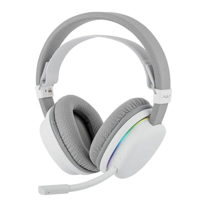 MechLands Aula G7 Wireless Gaming Headset for PS4/PS5/PC/Switch, Over-Ear Headphones with Detachable Noise Canceling Mic, RGB, Surround Sound, 60H Battery, 2.4GHz/BT/Wired (White) - color: White