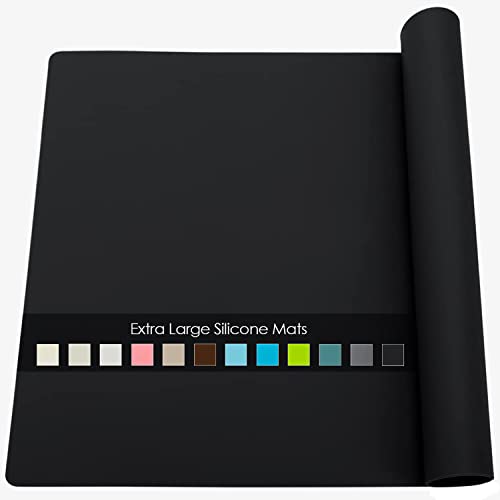 Food Grade Silicone Mats for Kitchen Counter - Countertop Protector Mat Heat Resistant Mat for Air Fryer, Non-Slip Kids Dinner Table Placemat, Nonstick Silicone Mat for Pastry, Baking, Black 1 Pack - color: 01-black, size: 23.6"L x 15.7"W
