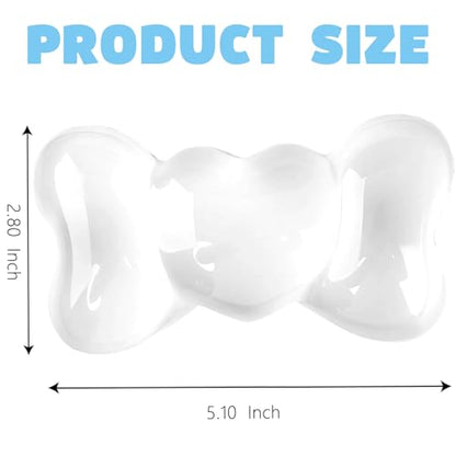 Gel Wrist Rest for Keyboard and Mouse Transparent White Bow Elbow Pad Cushion Ergonomic Cute Clear Cool Heart Mouse Wrist Pad Silicone Non-Slip Support for Computer Gaming Home Office Girl Hand Pillow - color: Bow White