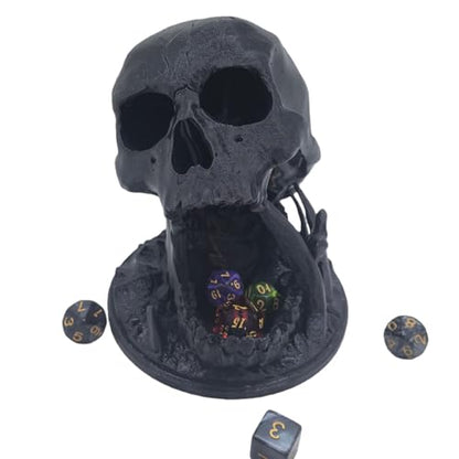 Skull Dice Tower Dungeons and Dragons 28mm D20 Miniature Wargaming RPG abletop Roleplaying Game Jail D&D (Random 7PCS D20 Dice Set Included) Black