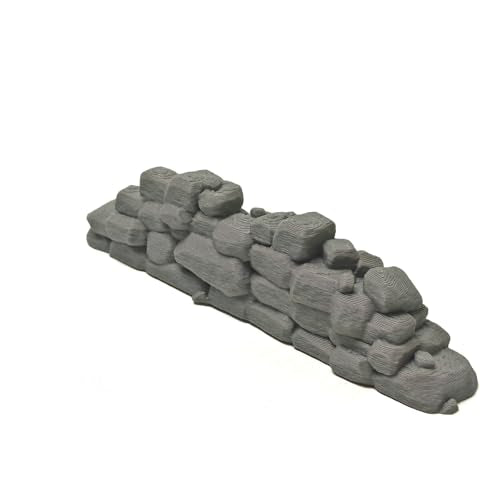 3D Printed Stone Wall Ruins, 28mm Tabletop Wargame Terrain (Grey) | Modular ruin terrain, fits 28-32mm wargames. Miniature diorama & model building accessory, universal for tabletop RPGs.