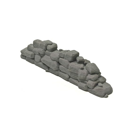 3D Printed Stone Wall Ruins, 28mm Tabletop Wargame Terrain (Grey) | Modular ruin terrain, fits 28-32mm wargames. Miniature diorama & model building accessory, universal for tabletop RPGs.