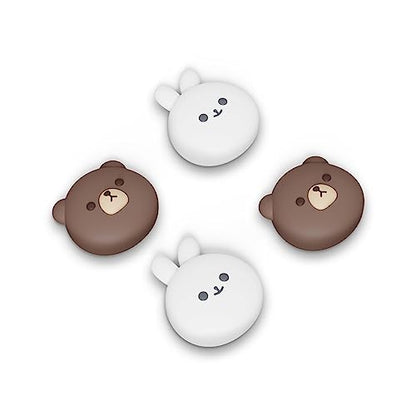 PlayVital Cute Thumb Grip Caps for ps5, Edge, ps4 Controller, Silicone Analog Stick Cover for Xbox Series X/S, Elite Series 2, Thumbstick Caps for Switch 2 Pro Controller - Chubby Bear & Smiley Bunny - color: Chubby Bear & Smiley Bunny
